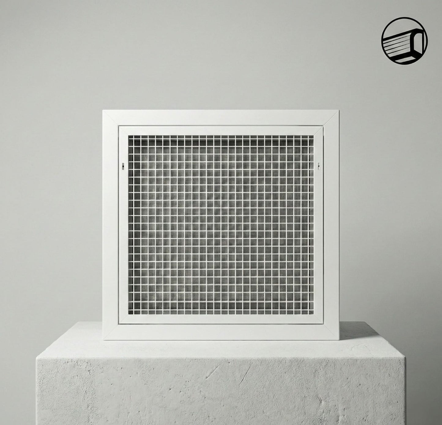 Grille  RAL9003 MAT GRILLE MAILLE INCLINEE 45° 13x13+PORTE FILTRE FILTRE