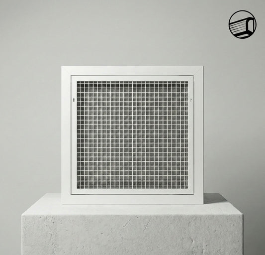 Grille  RAL9003 MAT GRILLE MAILLE INCLINEE 45° 13x13+PORTE FILTRE FILTRE